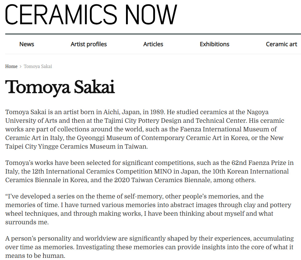 Tomoya Sakai – Ceramics Now